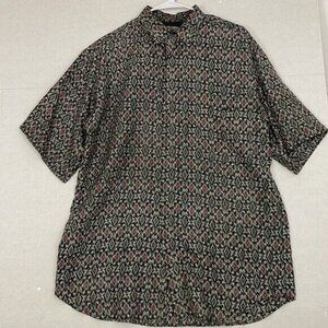 Colore Italia Silk Shirt, Short Sleeves, Hidden Buttons, Oversized Medium